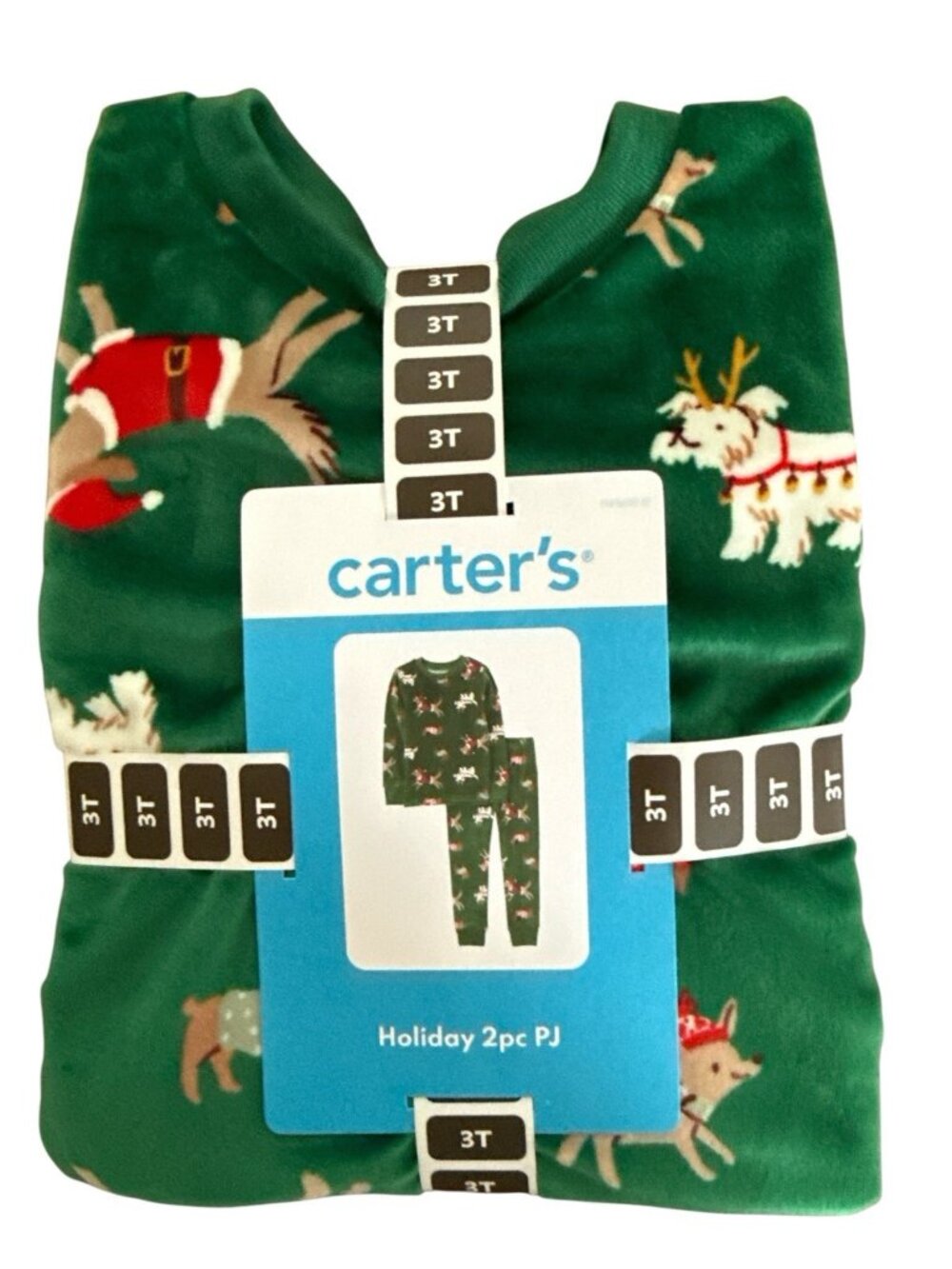 Carter's Holiday 2-Piece Velboa Pajama Set-Festive Dogs-Size 3T-NWT